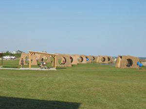 A view of the Galveston Island State Park public picnic ara.