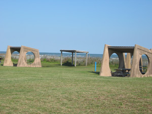 A view of the Galvestion public picnic area looking toward the gulf